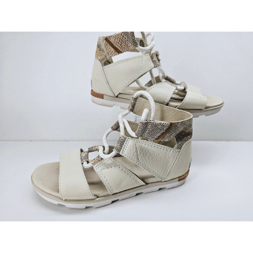 Sorel Women's Cream Snake-Accent Lace-Up Sport Sandals